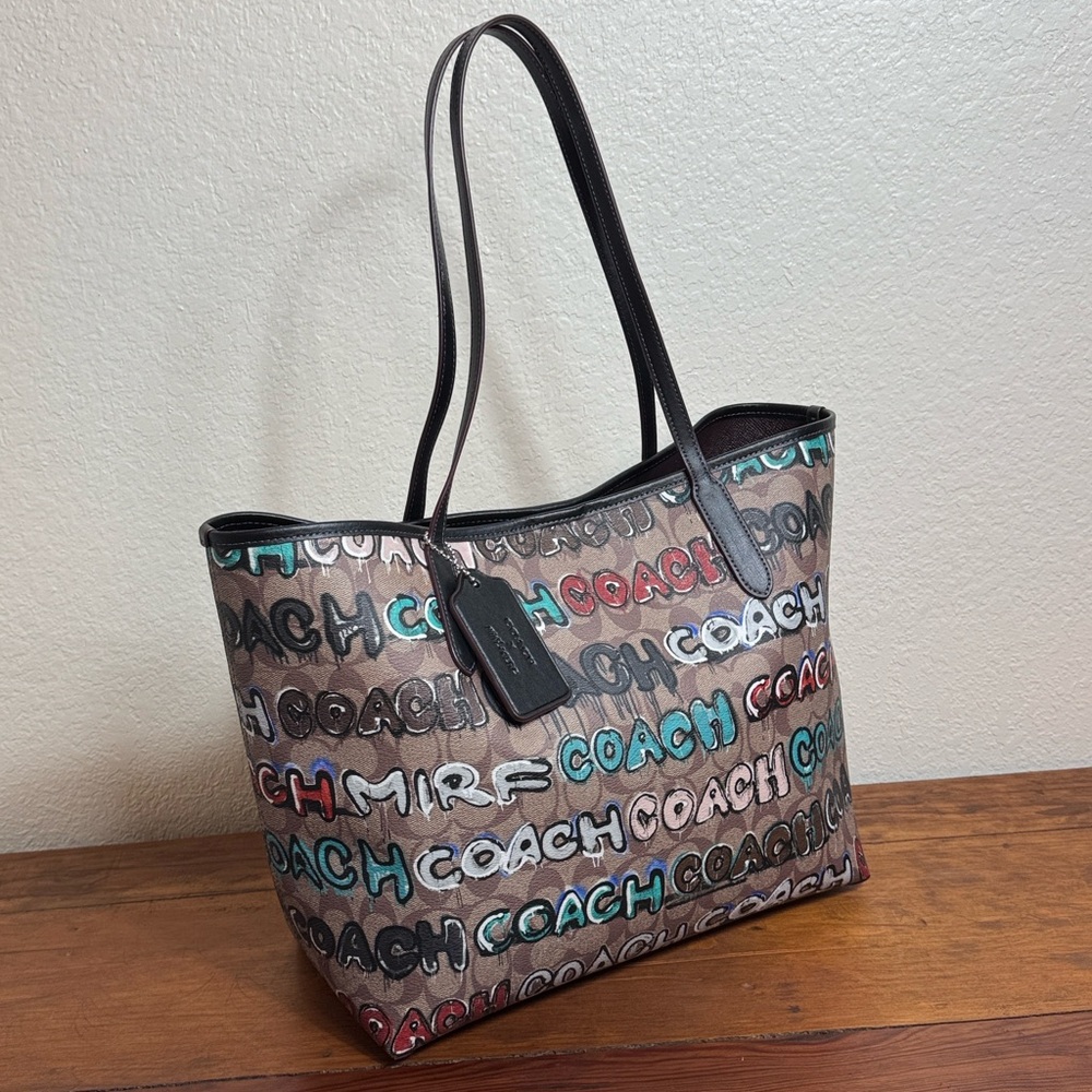 Coach X Mint + Serf City  Multicolor In Canvas Signature  Tote Bag. - Picture 5 of 12